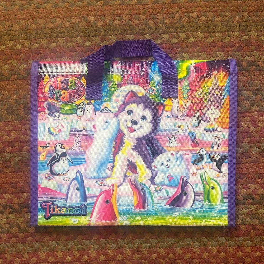 LISA FRANK TIKANNI RAINBOW HUSKEY FILE FOLDER TRAPPER KEEPER TRIFOLD PORTFOLIO